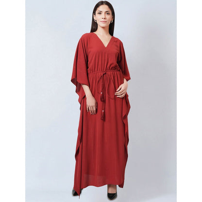 First Resort by Ramola Bachchan Russet Lurex Flared Sleeves Kaftan Dress