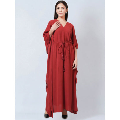 First Resort by Ramola Bachchan Russet Lurex Flared Sleeves Kaftan Dress