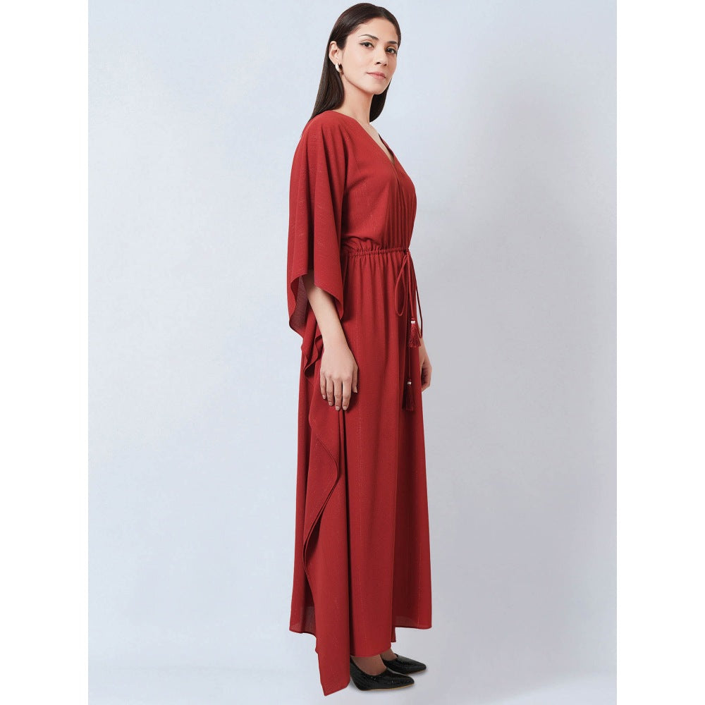 First Resort by Ramola Bachchan Russet Lurex Flared Sleeves Kaftan Dress