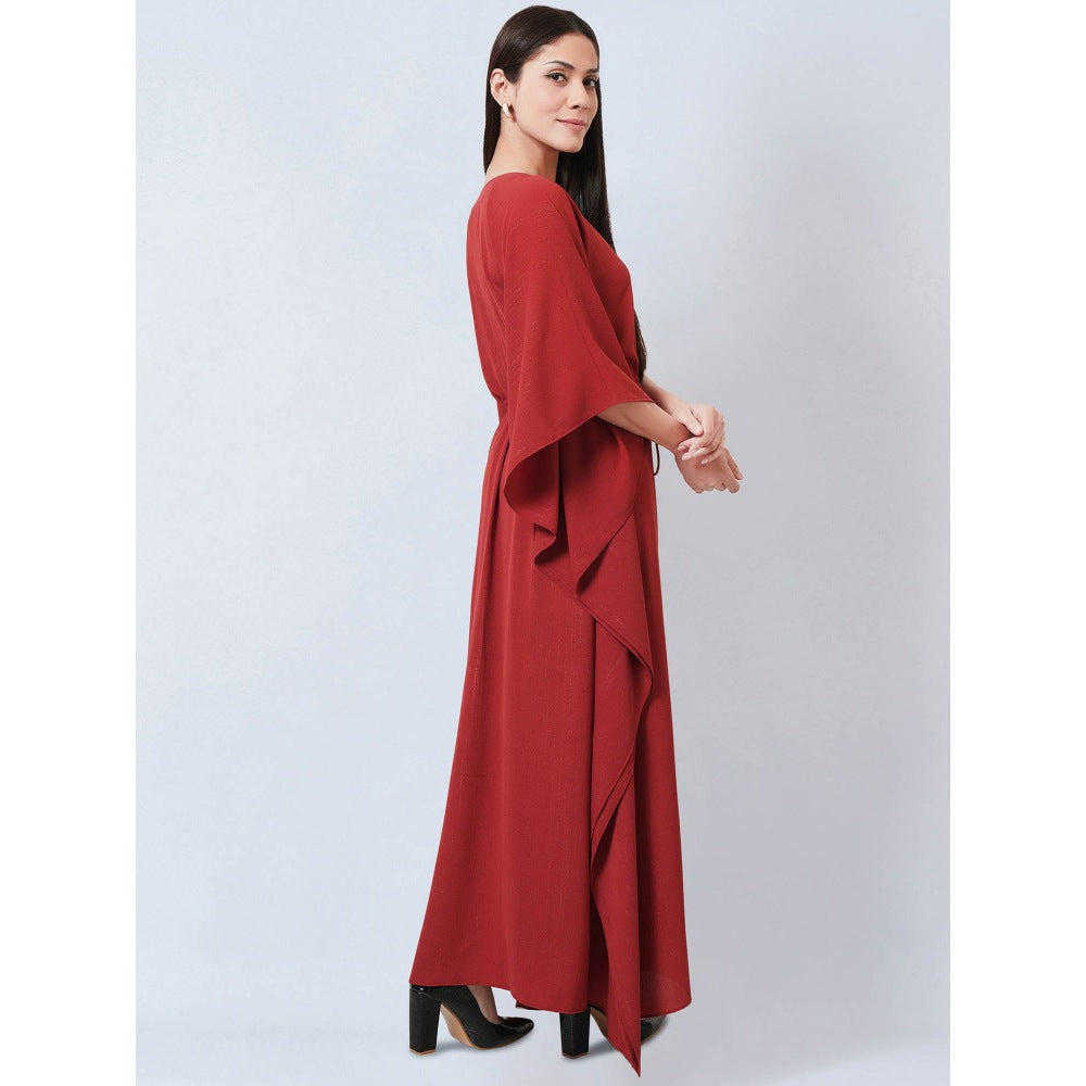 First Resort by Ramola Bachchan Russet Lurex Flared Sleeves Kaftan Dress