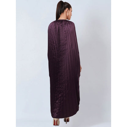 First Resort by Ramola Bachchan Purple Asymmetrical Pleated Kaftan Dress