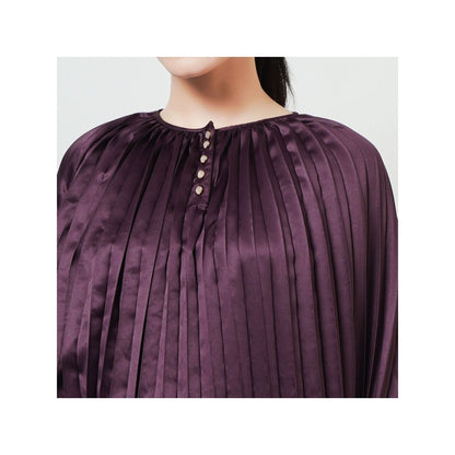 First Resort by Ramola Bachchan Purple Asymmetrical Pleated Kaftan Dress