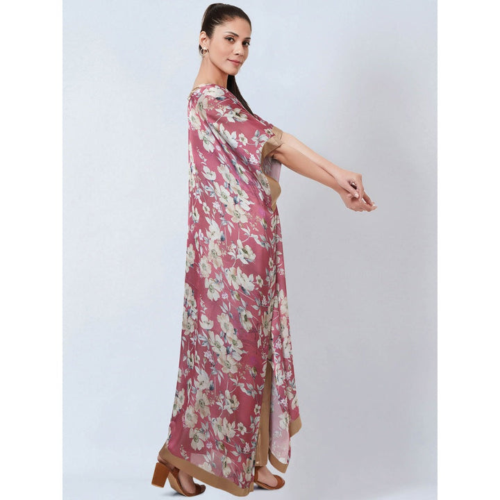 First Resort by Ramola Bachchan Blush Pink & Gold Floral Kaftan Dress