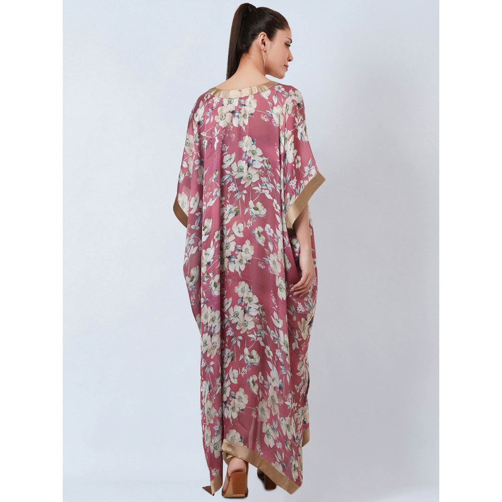 First Resort by Ramola Bachchan Blush Pink & Gold Floral Kaftan Dress