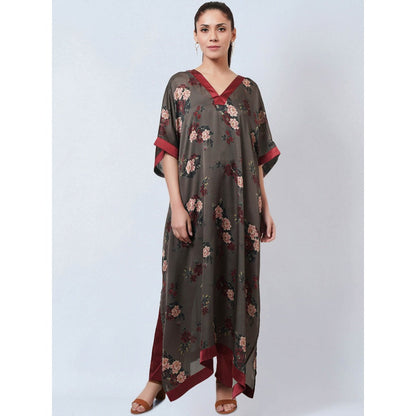 First Resort by Ramola Bachchan Green & Maroon Floral Kaftan Dress