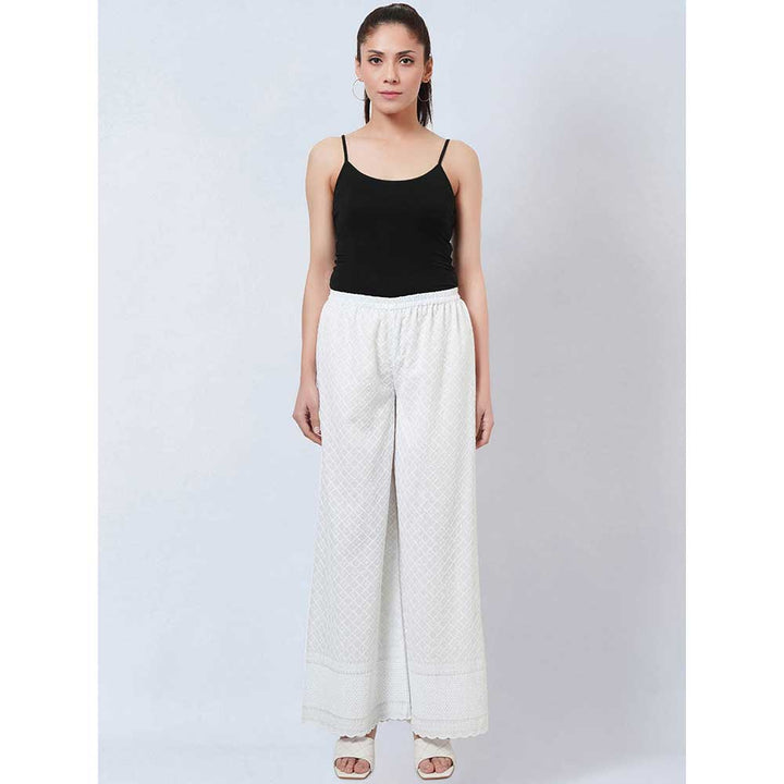 First Resort by Ramola Bachchan White Embroidered Pants