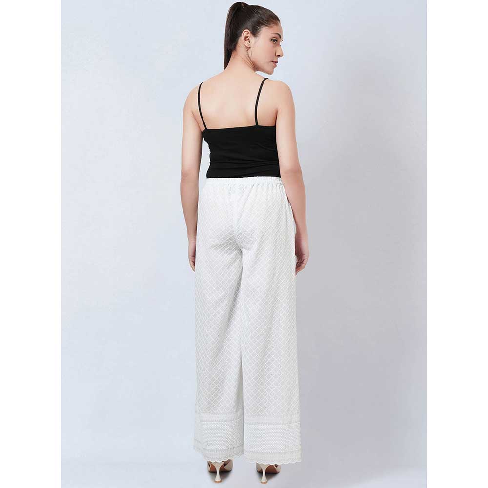 First Resort by Ramola Bachchan White Embroidered Pants