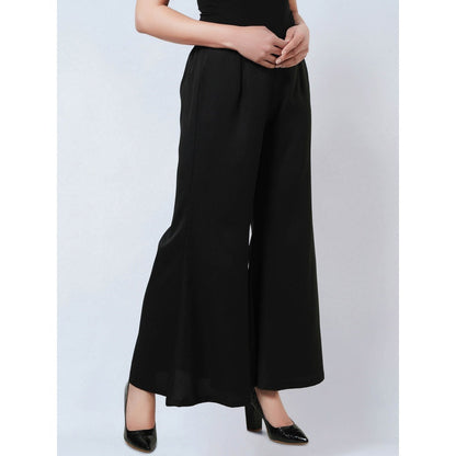 First Resort by Ramola Bachchan Black Bell Bottom Pants