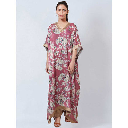 First Resort by Ramola Bachchan Blush Pink Floral Kaftan (Set of 2)