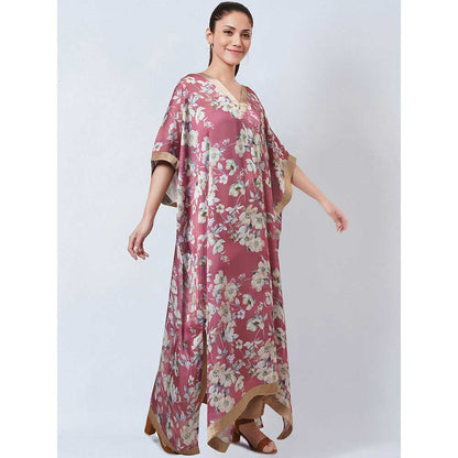 First Resort by Ramola Bachchan Blush Pink Floral Kaftan (Set of 2)