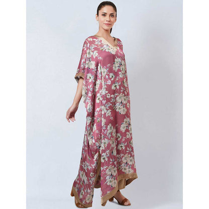 First Resort by Ramola Bachchan Blush Pink Floral Kaftan (Set of 2)