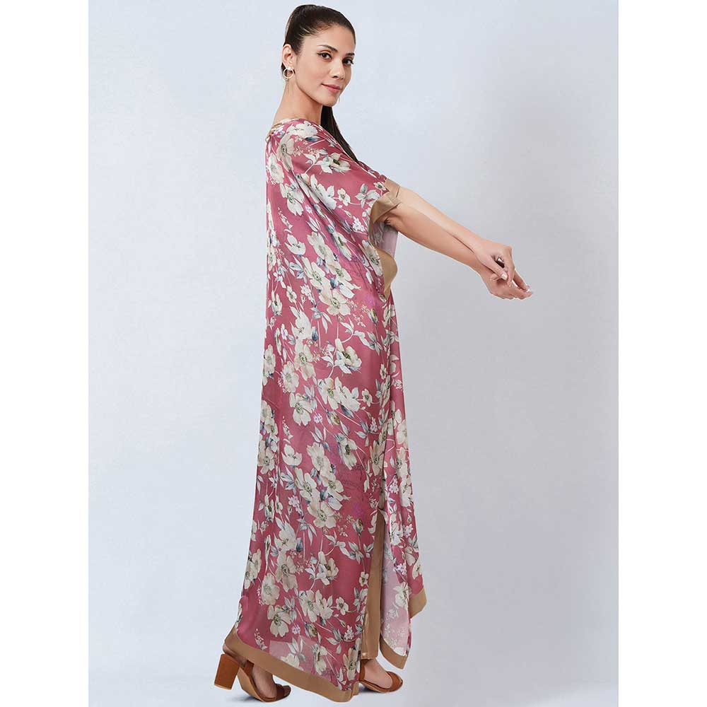 First Resort by Ramola Bachchan Blush Pink Floral Kaftan (Set of 2)