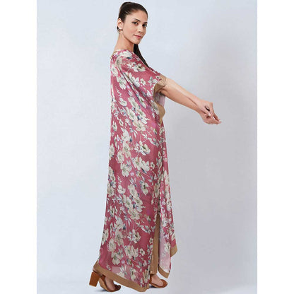 First Resort by Ramola Bachchan Blush Pink Floral Kaftan (Set of 2)