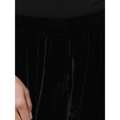 First Resort by Ramola Bachchan Black Silk Velvet Kurta & Pant with Gota Lace (Set of 2)