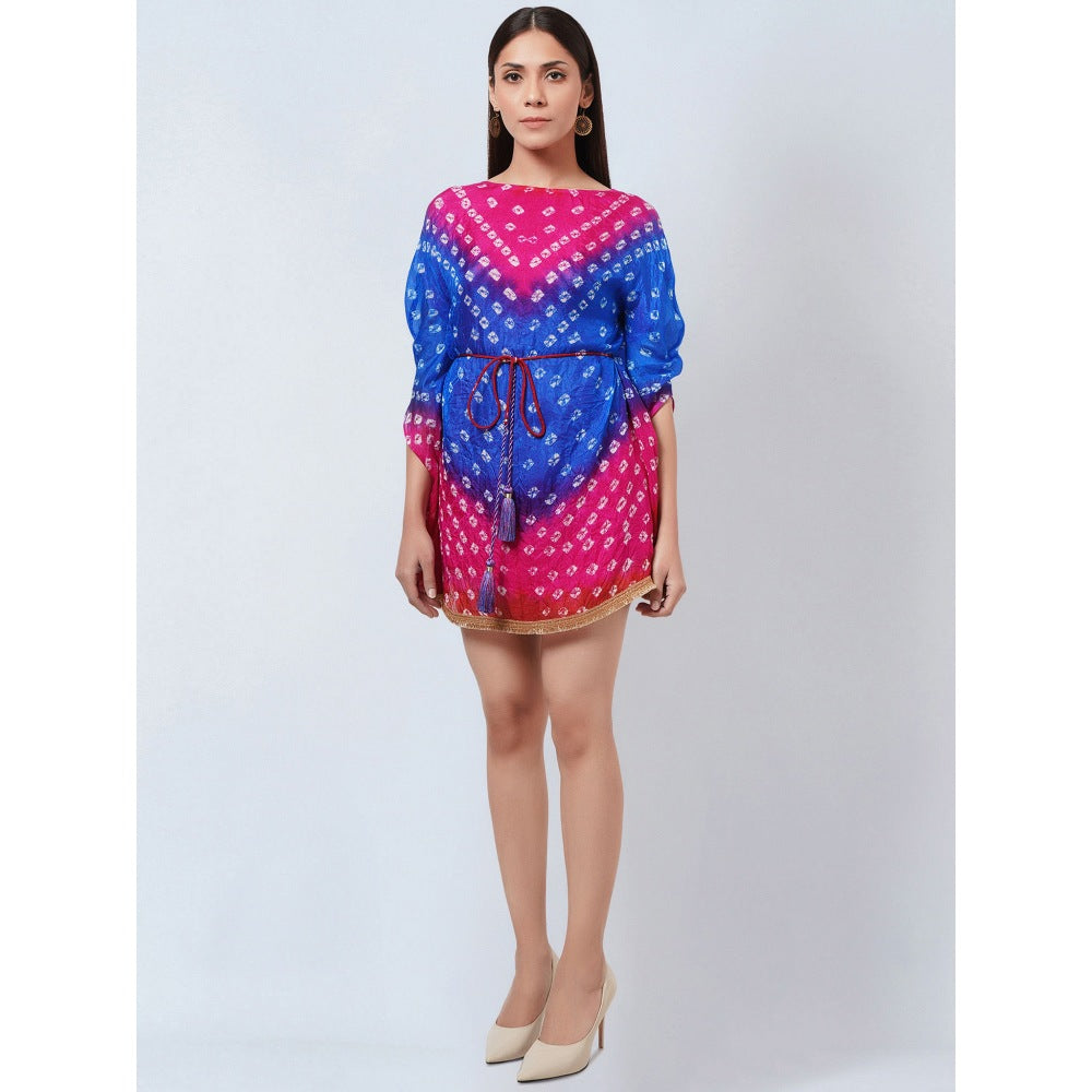 First Resort by Ramola Bachchan Multi-Color Bandhani Mini Dress