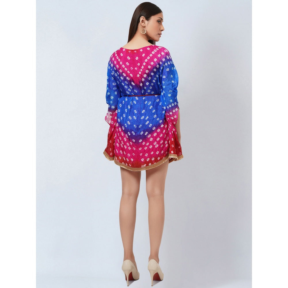 First Resort by Ramola Bachchan Multi-Color Bandhani Mini Dress