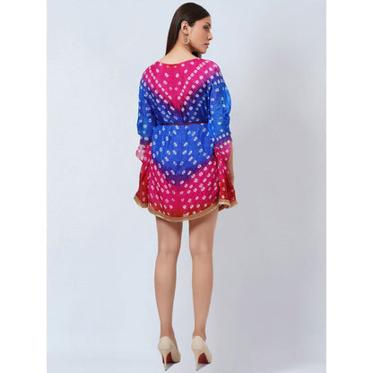 First Resort by Ramola Bachchan Multi-Color Bandhani Mini Dress