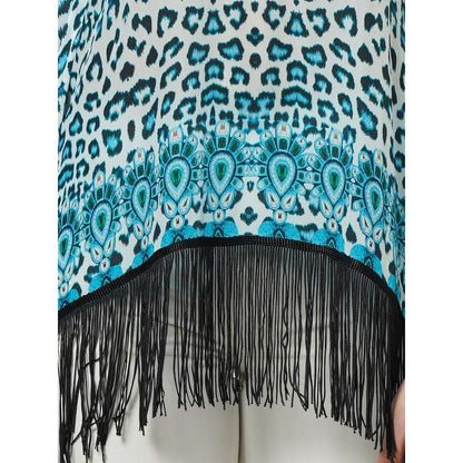 First Resort by Ramola Bachchan Blue Animal Print Kaftan Style Top