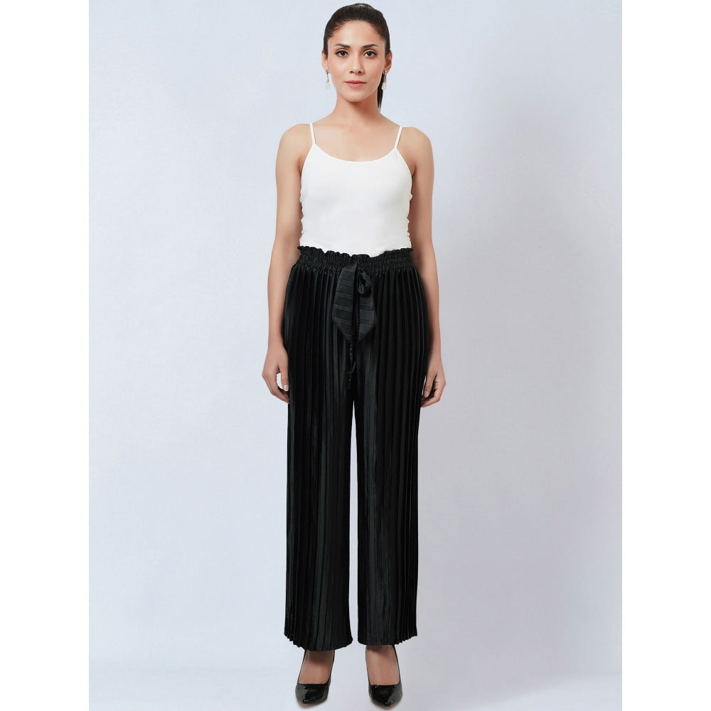 First Resort by Ramola Bachchan Black Pleated Palazzo