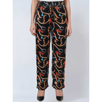 First Resort by Ramola Bachchan Black Chain Print Pant