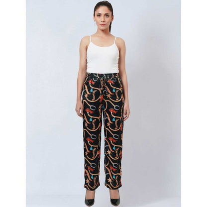 First Resort by Ramola Bachchan Black Chain Print Pant