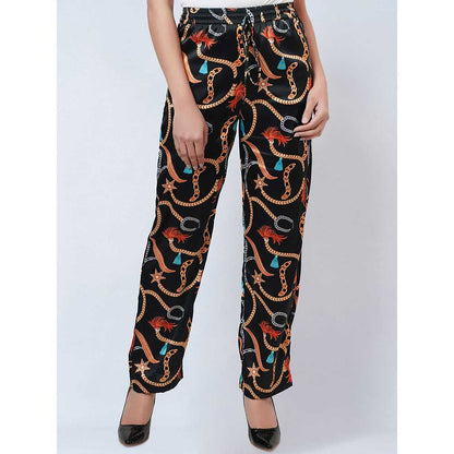 First Resort by Ramola Bachchan Black Chain Print Pant