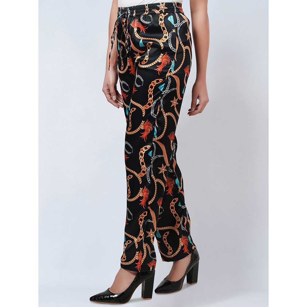 First Resort by Ramola Bachchan Black Chain Print Pant