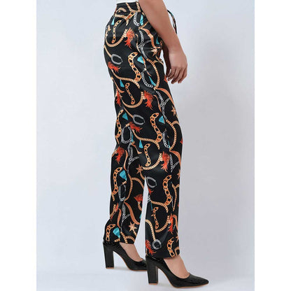 First Resort by Ramola Bachchan Black Chain Print Pant