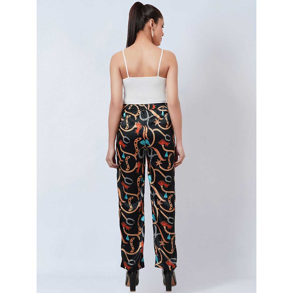 First Resort by Ramola Bachchan Black Chain Print Pant