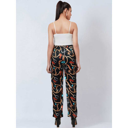 First Resort by Ramola Bachchan Black Chain Print Pant