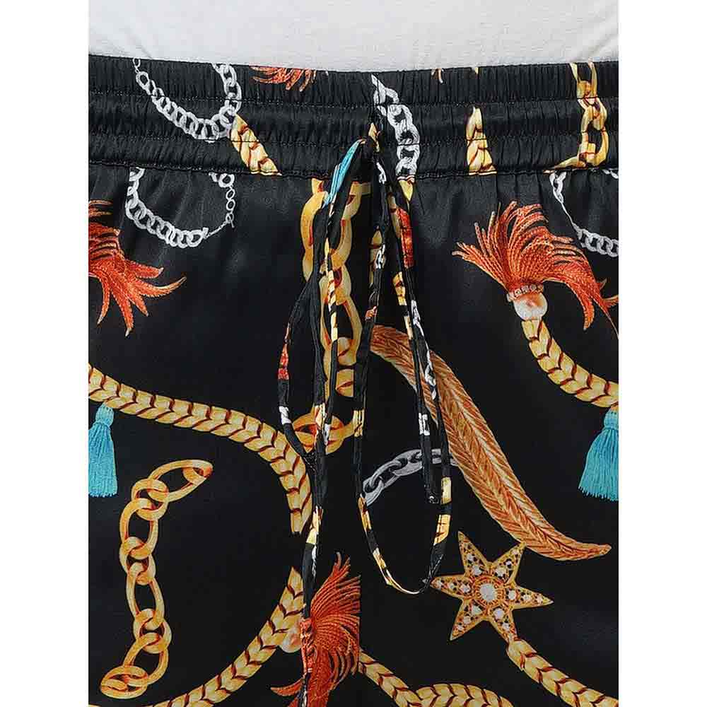 First Resort by Ramola Bachchan Black Chain Print Pant