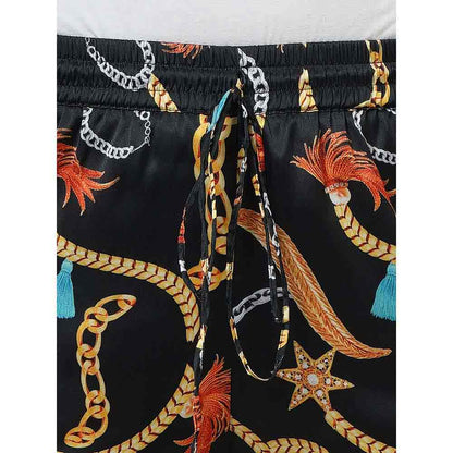 First Resort by Ramola Bachchan Black Chain Print Pant
