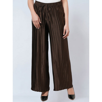 First Resort by Ramola Bachchan Brown Box Pleated Palazzo