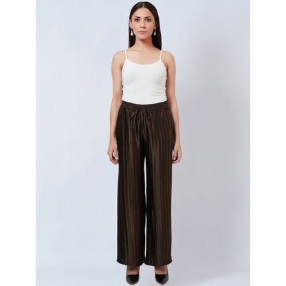 First Resort by Ramola Bachchan Brown Box Pleated Palazzo