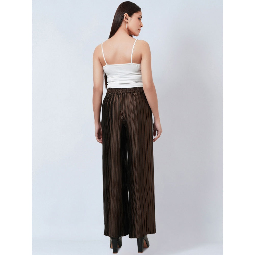 First Resort by Ramola Bachchan Brown Box Pleated Palazzo