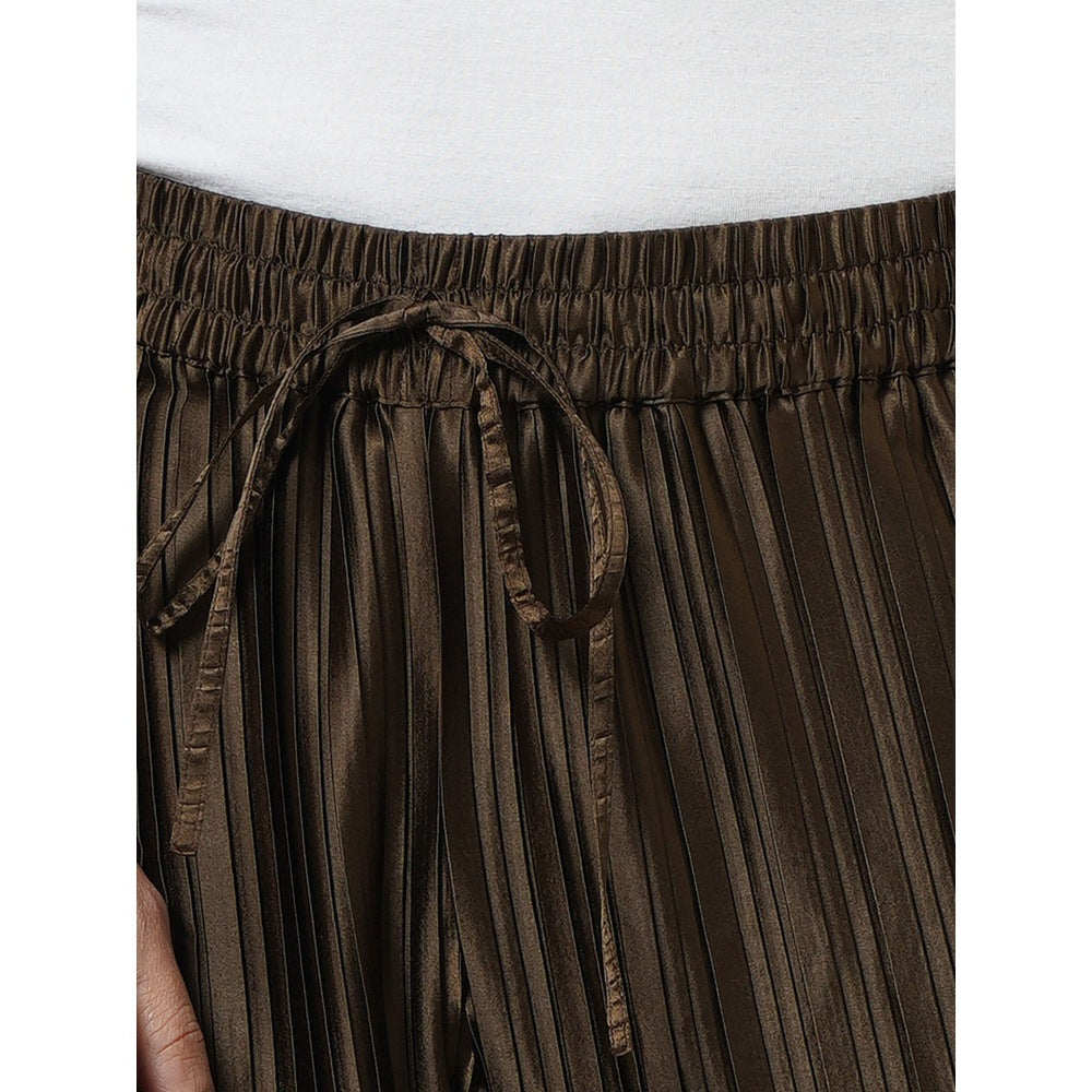 First Resort by Ramola Bachchan Brown Box Pleated Palazzo