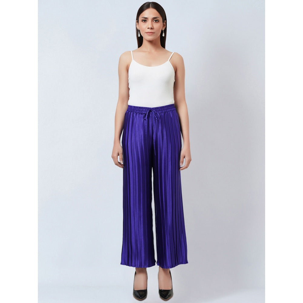 First Resort by Ramola Bachchan Purple Box Pleated Palazzo
