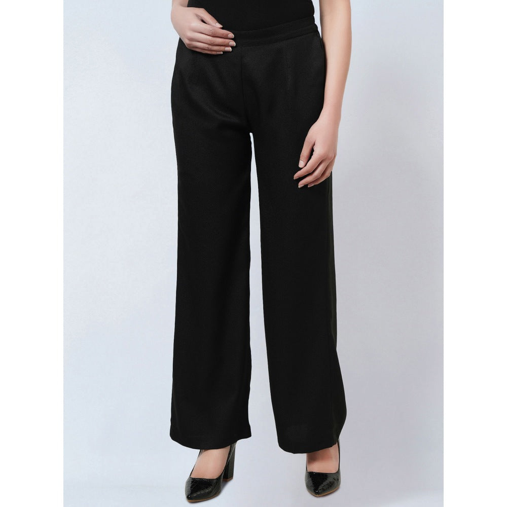 First Resort by Ramola Bachchan Black Crepe Straight Pant