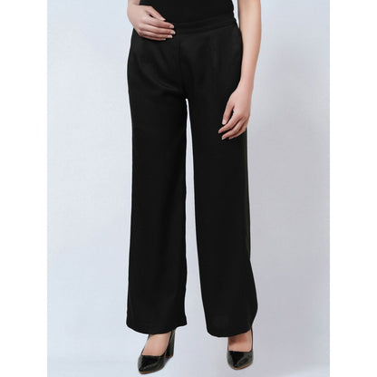First Resort by Ramola Bachchan Black Crepe Straight Pant
