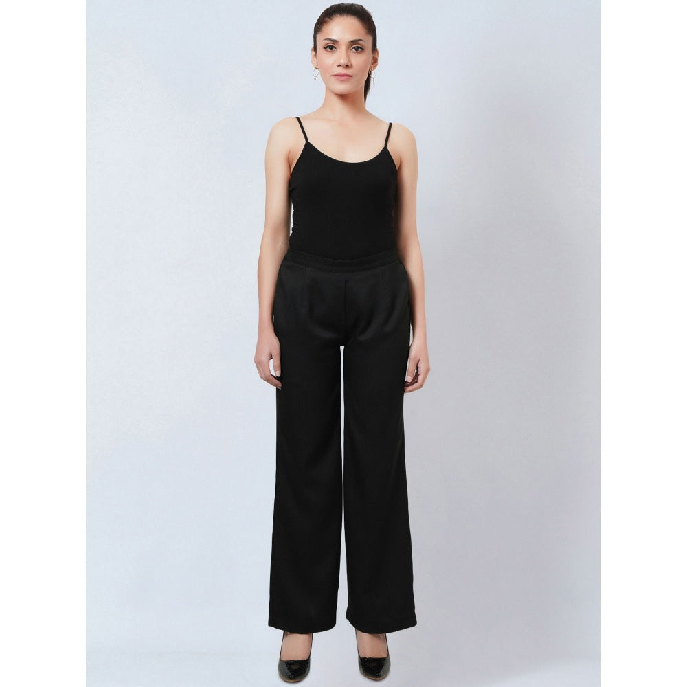 First Resort by Ramola Bachchan Black Crepe Straight Pant