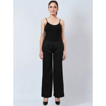 First Resort by Ramola Bachchan Black Crepe Straight Pant
