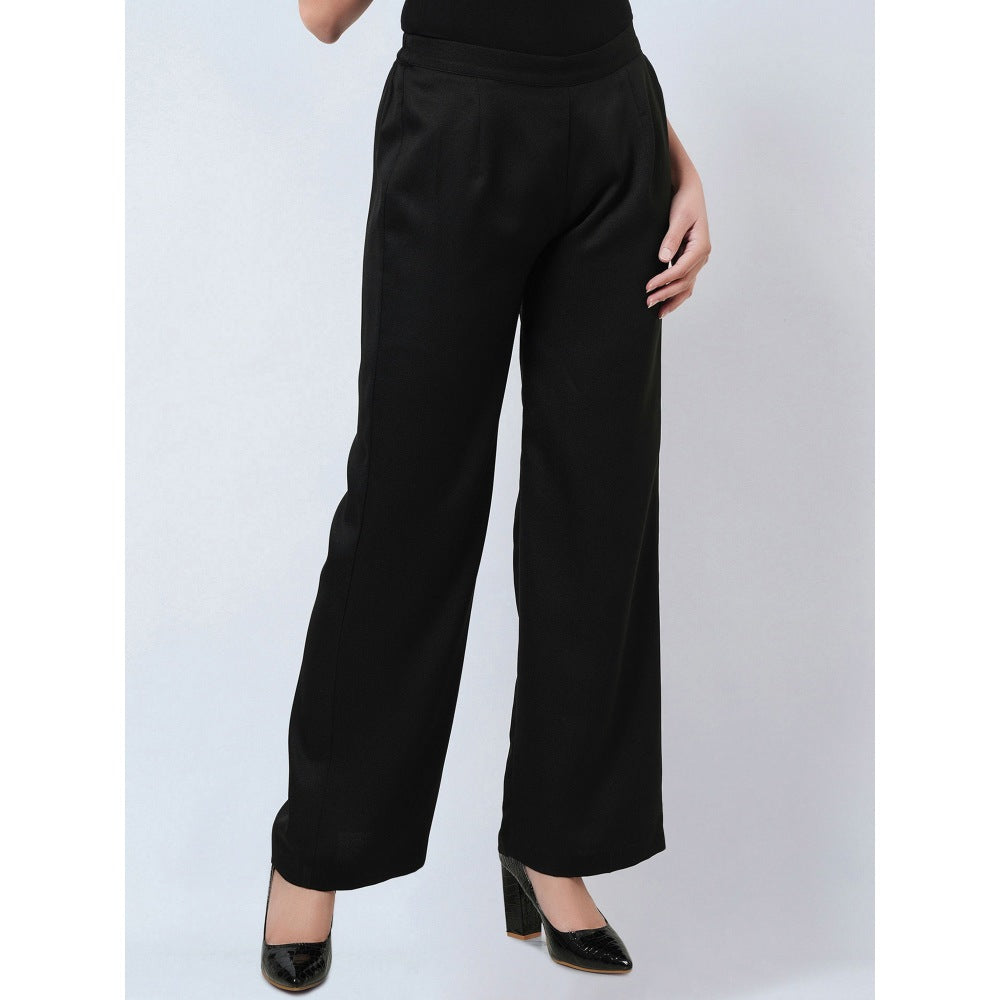 First Resort by Ramola Bachchan Black Crepe Straight Pant