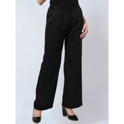 First Resort by Ramola Bachchan Black Crepe Straight Pant
