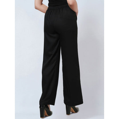 First Resort by Ramola Bachchan Black Crepe Straight Pant