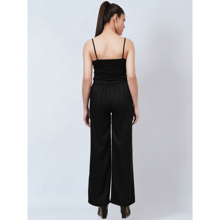 First Resort by Ramola Bachchan Black Crepe Straight Pant