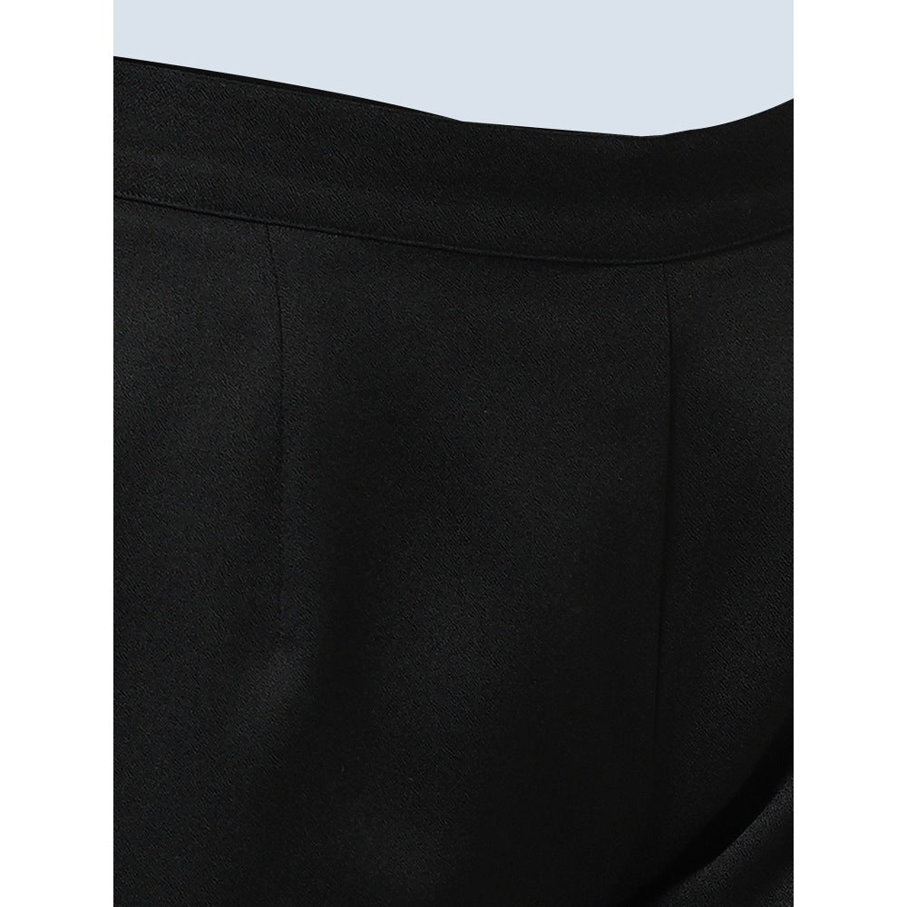First Resort by Ramola Bachchan Black Crepe Straight Pant