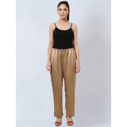 First Resort by Ramola Bachchan Gold Satin Straight Pant