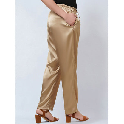 First Resort by Ramola Bachchan Gold Satin Straight Pant