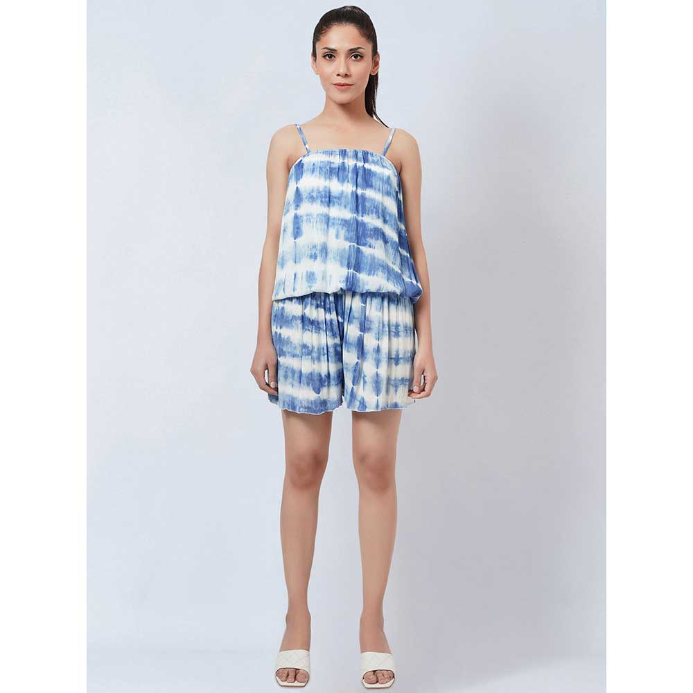 First Resort by Ramola Bachchan Blue Tie Dye Top & Shorts Co-Ord (Set of 2)