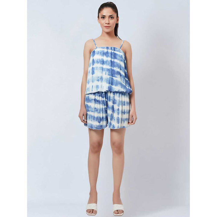 First Resort by Ramola Bachchan Blue Tie Dye Top & Shorts Co-Ord (Set of 2)